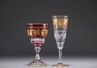 Val Saint Lambert - Ensemble de 24 verres à eau à motif Pampre d'or, signés.