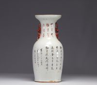 Chine - Vase en porcelaine à décor de Lions en rouge fer, XIXe siècle.