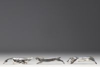 Orfèvrerie Gallia - Set of silver-plated metal cutlery holders decorated with animals.