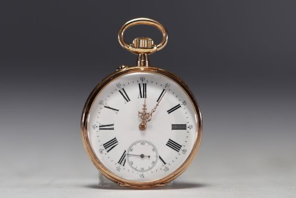 Pocket watch in 18k gold Anchor Spiral Breguet 15 jewels, total weight 67.6gr.