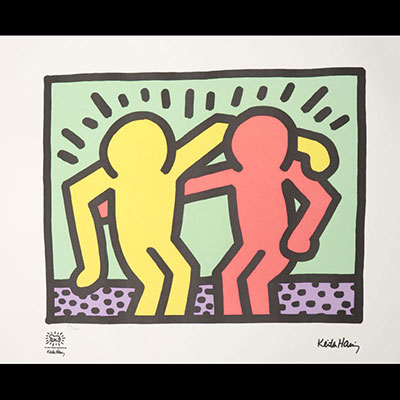 Keith Haring (after) - Ensemble - Offset lithograph on vellum paper Signature print, dry stamp of the Foundation Limited edition of 150 copies