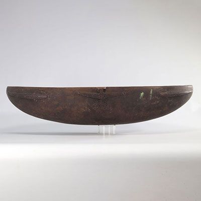 Pair of large carved wooden food bowls from Oceania