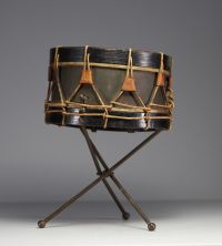 Napoleon III period small brass tripod drum, 19th century.