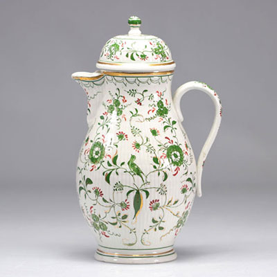 Ravenstein porcelain jug decorated with green flowers on a white background