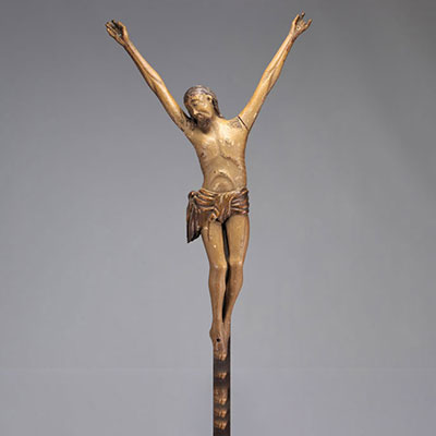 Christ XVIIIème en bois sculpté polychrome