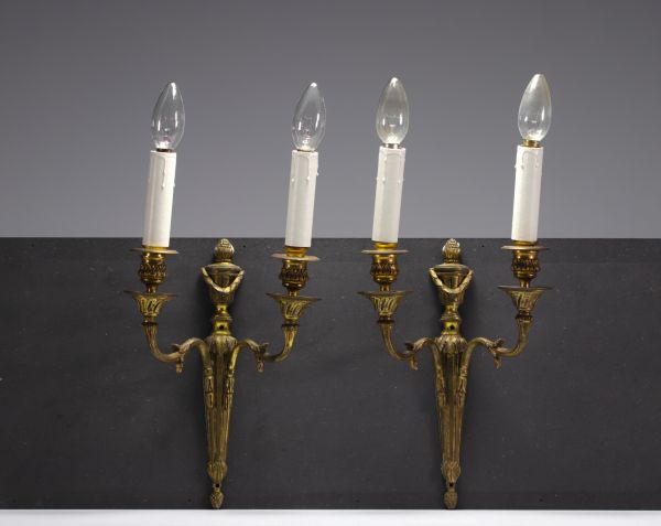 Pair of Louis XVI style sconces, 19th-20th century.