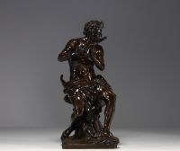 Antoine COYSEVOX (1640-1720) ‘Faune et satyre’ Bronze with brown patina, signed on the terrace.