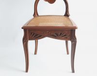 Émile GALLÉ (1846 - 1904) ‘Ombelles’ model Exceptional pair of solid walnut chairs, circa 1903-1904