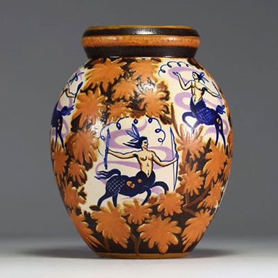 KERAMIS - Imposing vase with centaurs, Art Deco period, decor 2846.