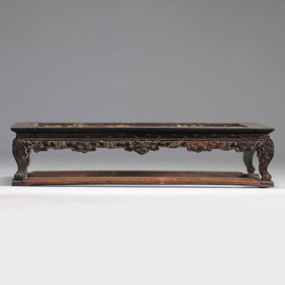 Rare carved wooden base with remains of polychromy from China from 18th century