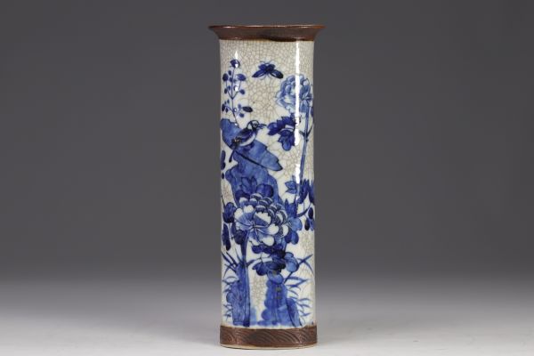 China - Nanqin porcelain scroll vase decorated with birds and flowers.