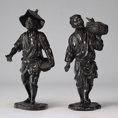 Paire de bronzes Japonais d'époque Meiji