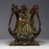 Raphaël Charles PEYRE (1872-1949) Imposing Art Nouveau bronze jardinière decorated with women in bloom, signed.