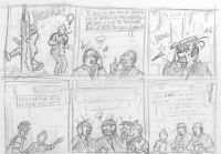 Comic strip in pencil and China ink.