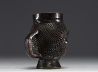 Africa DRC - Kuba libatory cup in carved wood.