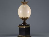 Maison CHARLES (in the style of) - ‘Ostrich egg’ lamp, brass structure.