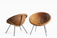 Italy - pair of armchairs in rattan, bamboo and metal frame, circa 1950.