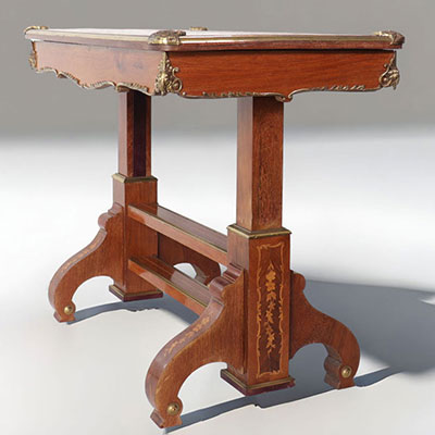 Napoleon III table in marquetry and bronze