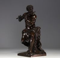 Antoine COYSEVOX (1640-1720) ‘Faune et satyre’ Bronze with brown patina, signed on the terrace.