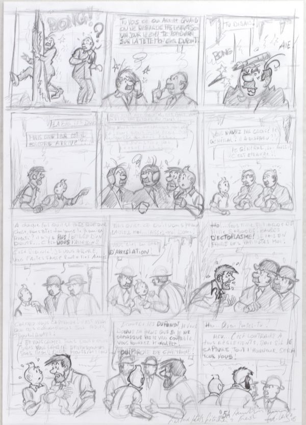 Comic strip in pencil and China ink.