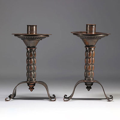 (2) Pair of two-legged candlesticks - Art Nouveau