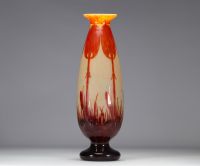 Le Verre Français grand vase dégagé à l'acide à déco de coprins