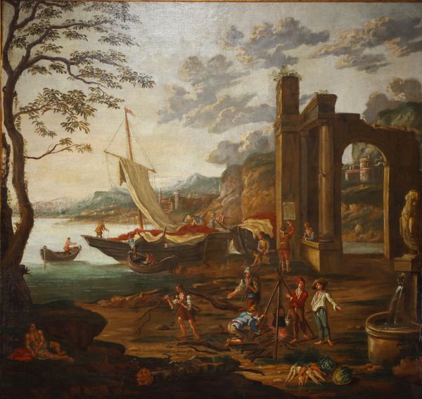 ‘Large oil on canvas, probably Italy, illegible signature, late 17th century.