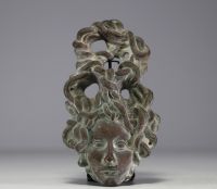 André ARBUS (1903-1969) & Vadim ANDROUSOV (1895-1975) Gorgon head in patinated bronze by Androusov, signed.