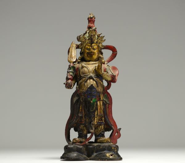 China - Polychrome bronze subject representing WEI TUO PUSA, Ming period.