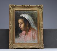 Michele LOFFREDO (1870-1961) paire de Portraits Orientaliste, huile sur toile signée et datée de 1898.