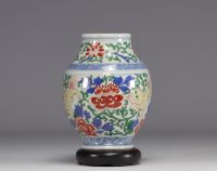 China - Doucai vase decorated with dogs and flowers, Kangxi period (1661-1722)