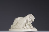 In the style of Auguste LEJAN (XX) Lion, Peugeot model, cracked earthenware proof, 20th century.