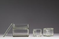 Wilhelm WANGENFELD (1900-1990) Vaisselle Kubus Bauhaus en verre moulé pressé, 1938.