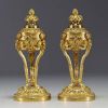 Pair of gilded bronze perfume burners convertible into candlesticks, Louis XVI period.