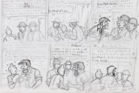 Comic strip in pencil and China ink.