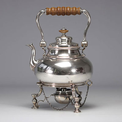 Teapot and teapot warmer in sterling silver with English hallmark