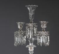 Val Saint Lambert - Candelabra with pendants, foot decorated with hearts.