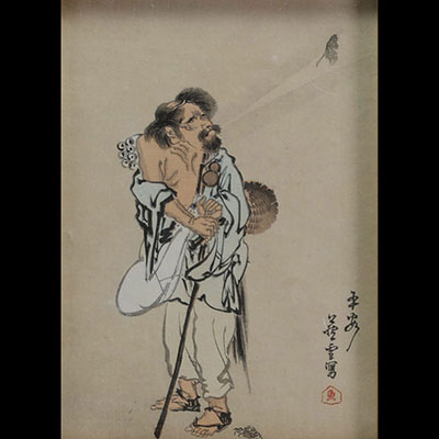 Japon - Rosetsu NAGASAWA (1754-1799) Dessin à l'aquarelle et à l'encre sur papier.