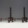 Raymond SUBES (1891-1970) in the style of - Pair of wrought iron andirons, circa 1940-50