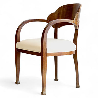 Henry VAN DE VELDE (1863-1957) Mahogany and mahogany veneer armchair, model created in 1908.