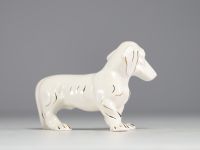 Villeroy & Boch Septfontaines - ‘Dachshund’ in white and gold earthenware, Mod 590 Décor 207, circa 1930.