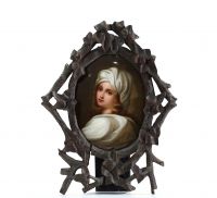 Guido RENI (1575-1642) after - Pair of paintings on porcelain KPM Berlin, portrait of Beatrice Cenci, black forest wood frame, 19th century.