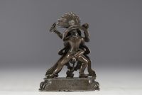 China - Tibet - Silver statue of Vajrapani embracing Shakti.