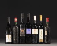 Set of 13 bottles of wine from various regions.