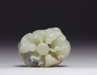 China - group of three jade goats, Qing period.