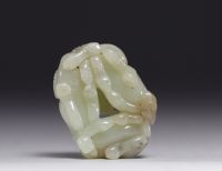 China - group of three jade goats, Qing period.