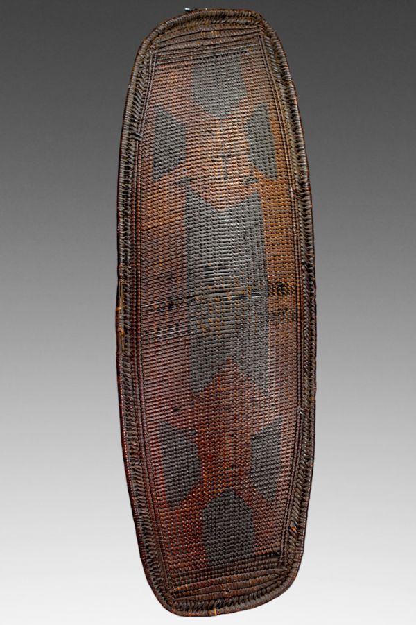 Manza / Ngombe - Basketry shield decorated with geometric designs Republic of Congo. Oubangi River.