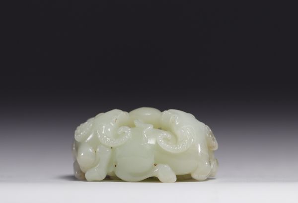 China - group of three jade goats, Qing period.