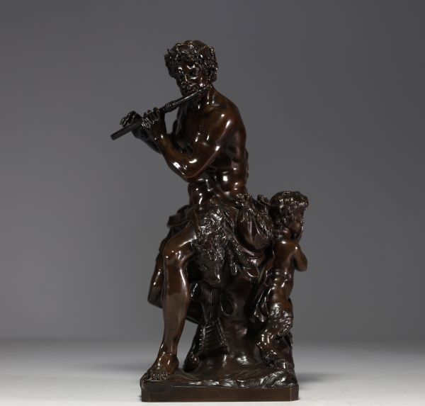 Antoine COYSEVOX (1640-1720) ‘Faune et satyre’ Bronze with brown patina, signed on the terrace.