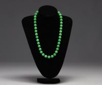 China - green jade pearl necklace.